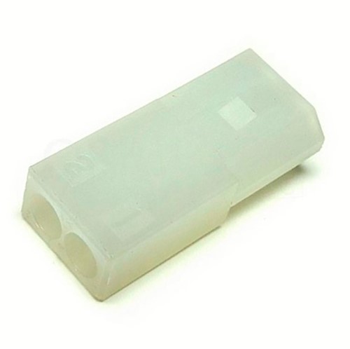 2-Pin rectangular receptacle housing, 3.68mm pitch, natural Nylon 6/6 94V-2