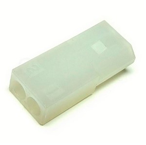 2-Pin rectangular receptacle housing, 3.68mm pitch, natural Nylon 6/6 94V-2