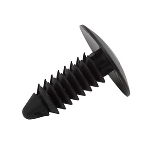 Black plastic plug, locking, barbed shaft