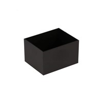 Potting box enclosure, 22mm (L) x 14mm (W) x 12mm (D), ABS smooth finish plastic, 1-piece designwith no lid, UL94-HB, -20C to +94C temperature rating, 1.0mm wall thickness, black