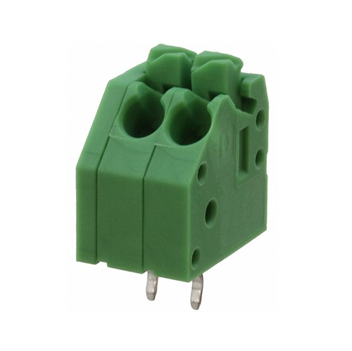 2-Way Push-in PCB mount single level terminal block, 3.5mm pitch, 16-28AWG wire gauge range,300V 6A rating (UL/cUL), IEC, UL, cUL, VDE safety approvals