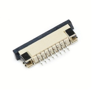 8-pin SMD FPC connector, 1mm pitch, ZIF, locking, bottom contact, Tin plated pins, UL94V-0