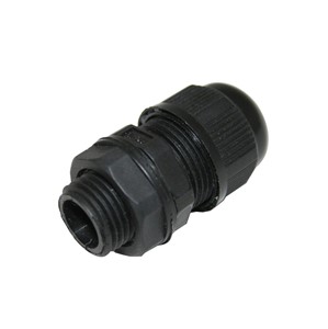 M12 x 1.5 Cable gland, intergral claw type, black colour, Nylon 6 UL94V2, Neoprene gasket, 3-6.5mmcable range, IP68 water resistance, UL certified