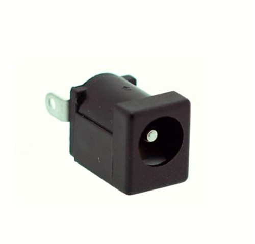 DC Jack, 12V 3.5A, vertical mount, black PBT housing (UL94V-0), 3-pin, 5.5mm x 2.5mm barrel