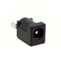 DC Jack, 12V 3.5A, vertical mount, black PBT housing (UL94V-0), 3-pin, 5.5mm x 2.5mm barrel
