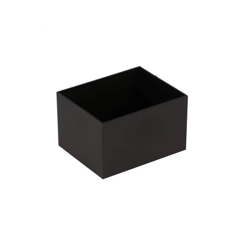Potting box enclosure, 22mm (L) x 14mm (W) x 12mm (D), ABS smooth finish plastic, 1-piece designwith no lid, UL94-HB, -20C to +94C temperature rating, 1.0mm wall thickness, black