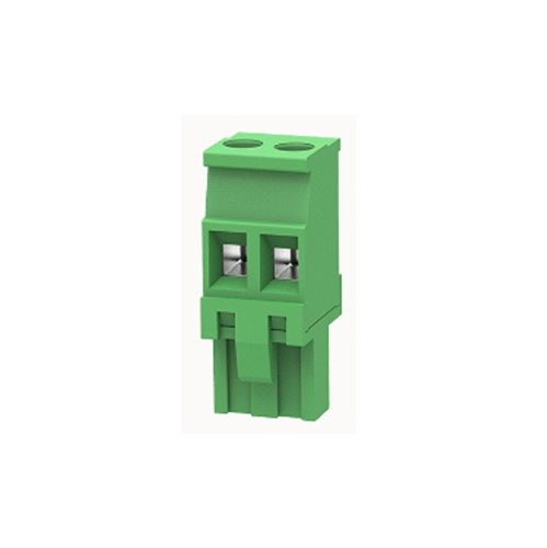 2-Way Pluggable terminal block, 5.08mm pin pitch, vertical mount, screw connection, M3 screwthread, 15A 300V rated (UL), 12-28AWG wire gauge range, polyamide PA66 green insulator UL94V-0,CSA/UL/VDE safety approvals