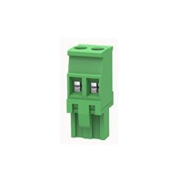 2-Way Pluggable terminal block, 5.08mm pin pitch, vertical mount, screw connection, M3 screwthread, 15A 300V rated (UL), 12-28AWG wire gauge range, polyamide PA66 green insulator UL94V-0,CSA/UL/VDE safety approvals