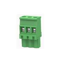 3-Way Pluggable terminal block, 5.08mm pin pitch, vertical mount, screw connection, M3 screwthread, 15A 300V rated (UL), 12-28AWG wire gauge range, polyamide PA66 green insulator UL94V-0,CSA/UL/VDE safety approvals