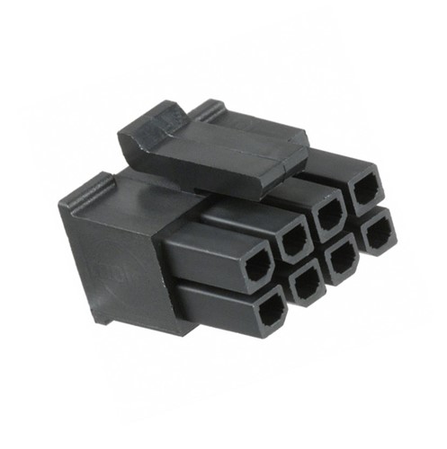 8-Pin Micro-Fit female housing, 3mm pitch, locking, GWIT, black polyamide (PA) nylon