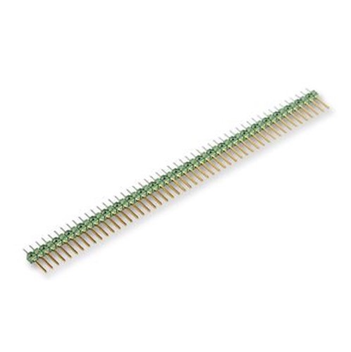 50-Pin Vertical mount 2.54mm locking AMPMODU PCB header, 6.7mm contact pin length, 3.2mm PCB pinlength, 2.79mm insulator height, 12.7mm total height, Polybutylene Terephthalate (PBT) greeninsulator, 5-amp current rating, -65c to +105C operating temperature range