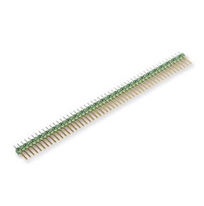 50-Pin Vertical mount 2.54mm locking AMPMODU PCB header, 6.7mm contact pin length, 3.2mm PCB pinlength, 2.79mm insulator height, 12.7mm total height, Polybutylene Terephthalate (PBT) greeninsulator, 5-amp current rating, -65c to +105C operating temperature range