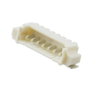 7-Pin PicoBlade SMD Male header connector, right-angle mounting, 1.25mm pitch, locking,natural polyamide (PA46) nylon, UL94V-0