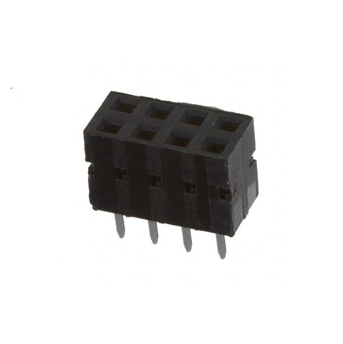 8-pin Dual row female receptacle connector, vertical mount, 2.54mm PCB pitch, 7.01mm insulatorheight, 30u" AU plasted contact area, UL94V-0 PPS material housing