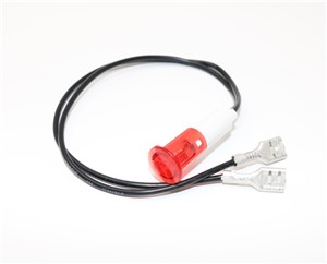 RED Neon indicator lamp 200mm flying leads PVC cable 0.5mm cores 6.3mm female QC tab connectorson each wire 250VAC snap lock type designed for 10mm panel mounting