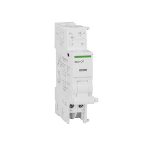 Acti9 Shunt trip release with OC contact, iMX+OF, 6-amp rating at 12-24AC/DC, DIN rail mounting,EN/IEC 60947-5-1