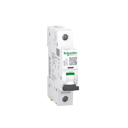 16A Acti9 IC60N Miniature circuit breaker, 1-pole, DIN-rail mounting, type B curve, 6kA short circuitbreaking capacity at 240VAC 50/60Hz, 20,000 cycle mechanical endurance, 10,000 cycle electricalendurance, IP20 environmental rating, EN/IEC 60947-2, EN/IEC 60898-1 standards