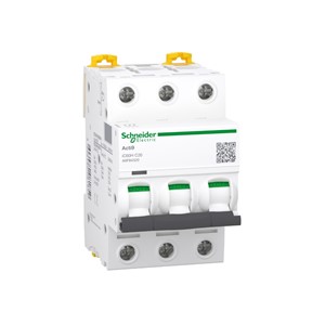 20A Miniature circuit breaker Acti9 iC60H, 3-pole, DIN-rail mounting, type C curve, 30kA shortcircuit breaking capacity at 240VAC 50/60Hz, 20,000 cycle mechanical endurance, 10,000 cycleelectrical endurance, IEC/EN 60947-2