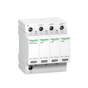 Acti9 iPRD20 Modular surge arrestor, 3P+N, DIN rail mounting, 230/400VAC @ 50/60Hz, 5kA nominaldischarge current, 20kA maximum discharge current, 350VAC maximum continuous voltage, IEC61643-11:2012