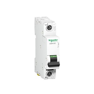 Acti 9 C60H-DC Miniature circuit breaker, 1-pole, 8-amp, C-curve, 4.5kA breaking capacity at 250VDC,DIN rail mounting, 20,000 cycle mechanical durability, 3,000 cycle electrical durability,EN/IEC60947-2