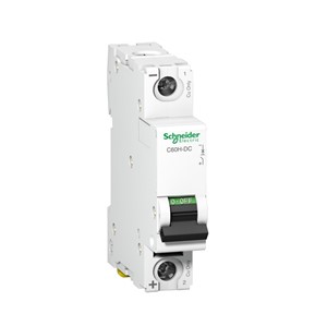 Acti 9 C60H-DC Miniature circuit breaker, 1-pole, 25-amp, C-curve, 6kA breaking capacity at 250VDC,DIN rail mounting, 20,000 cycle mechanical durability, 3,000 cycle electrical durability,EN/IEC60947-2