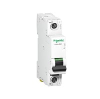 Acti 9 C60H-DC Miniature circuit breaker, 1-pole, 63-amp, C-curve, 6kA breaking capacity, 500VDC,DIN rail mounting, 20,000 cycle mechanical durability, 3,000 cycle electrical durability,EN/IEC60947-2