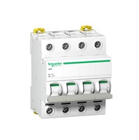 Acti9 iSW Switch disconnector, 4-pole, 100A, 415VAC, 5kA short circuit rating, 6kV pulsewithstanding, DIN rail mounting, 20,000 cycle mechanical durability, 10,000 cycle electricaldurability, IEC60947-3