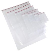 Zip-lock resealable plastic bag, 75mm x 100mm, 45 micron thickness, transparent