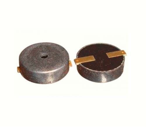 4000Hz SMD 9VDC Piezoelectric buzzer, 3mA, 85dB @ 10cm, 14mm diameter package (6mm profile), topsound port