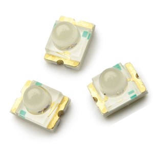 SMD Green LED, AllnGAP, 2.0V, 650mcd @ 20mA, 565nm, 15 degree viewing angle (x2), domed toplens, water clear, 3.2mm x 2.4mm package