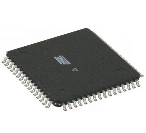 Atmel AVR ATMEGA Microprocessor, 8-bit RISC, 128Kb flash, 32Kb EEPROM, 32Kb RAM, 16MHz, 53 I/O pins,8 x 10-bit ADC, 64-pin TQFP SMD package
