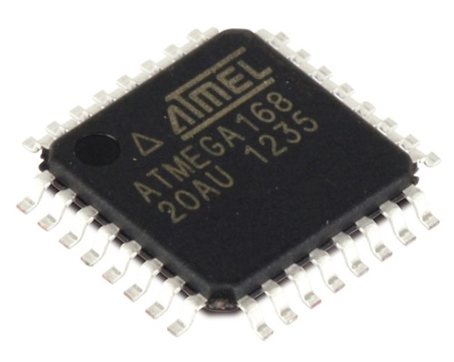 Atmel AVR ATMEGA Microprocessor, 8-bit RISC, 16Kb flash, 4Kb EEPROM, 1Kb RAM, 20MHz, 23 I/O pins, 8x 10-bit ADC, 32-pin TQFP SMD package