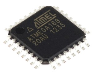 Atmel AVR ATMEGA Microprocessor, 8-bit RISC, 16Kb flash, 4Kb EEPROM, 1Kb RAM, 20MHz, 23 I/O pins, 8x 10-bit ADC, 32-pin TQFP SMD package
