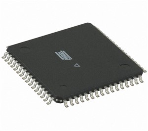 Atmel AVR ATMEGA Microprocessor, 8-bit RISC, 64Kb flash, 16Kb EEPROM, 32Kb RAM, 16MHz, 53 I/O pins,8 x 10-bit ADC, 64-pin TQFP SMD package