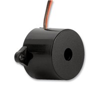 3300Hz 12VDC Piezo indicator, 3-20VDC operating voltage range, 20mA, 90dB(A) sound pressure, 23mm(D) x 19mm (H) case, 27.5mm pitch mounting flanges, 100mm UL1095 28AWG wire interface(stripped and tinned), top port sound vent