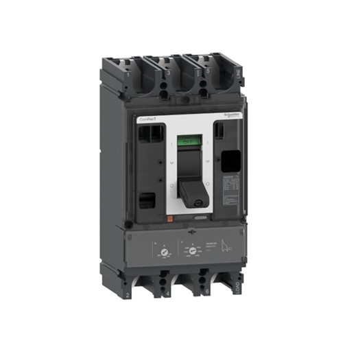 250A ComPacT NSX320F Circuit breaker, DC network, 36kA/750VDC breaking capacity, 3-pole, 5,000cycle mechanical endurance, 2,000 cycle electrical endurance, IP40 protection, IEC/EN 60947-2