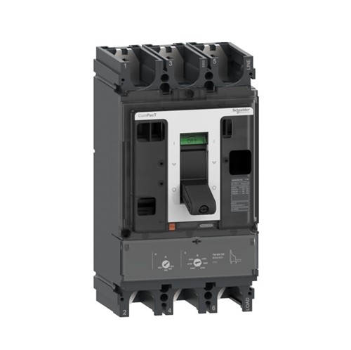 320A ComPacT NSX320F Circuit breaker, DC network, 36kA/750VDC breaking capacity, 3-pole, 5,000cycle mechanical endurance, 2,000 cycle electrical endurance, IP40 protection, IEC/EN 60947-2