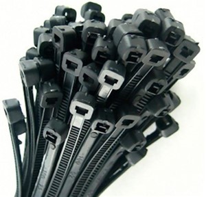160mm x 2.5mm Cable tie, black nylon 66(UL), 8KG tensile strength, UL94V-0 flame class