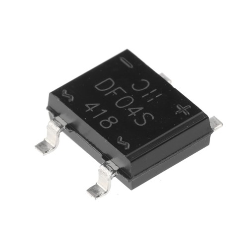 400V 1A SMD Bridge rectifier diode, glass passivated, 50A surge overload rating, 1.1Vf, -65cto +150c operating temperature range, 4-pin DF-S package