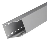 100mm x 75mm Slotted panel trunking conduit, PVC, RAL7030 stone grey, 2M length, UL94 V-0