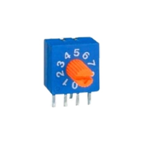 10 Position hexadecimal switch 5.08mm pitch real code right angle PCB mounting