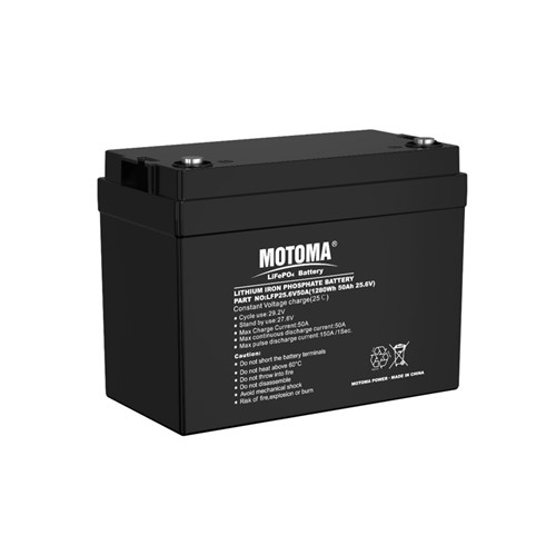 25.6V 50Ah 1280Wh LiFePO4 Battery, high quality construction incorporating prismatic celltechnology. Features include:

-> Integrated battery management system -> 50A maximum continuous charge/dischargecurrent -> 5A-25A recommended charge current-> Extremely low self discharge -> 4000 cycle life at 100% depth of discharge-> -20c to +60c discharge temperature range -> 260mm x 135mm x 203mm enclosure size-> M8 female screw terminals (with hardware) -> 10.0KG-> CE approved, UN38.3, UL1642, BIS an