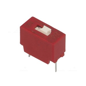 1-pole DIP Switch, SPST, extended actuator, 25mA switching current at 24VDC, 2,000 cycle mechanicallife, -40c to +85c operating temperature range, gold plated contacts, UL94V-0 plastic enclosure