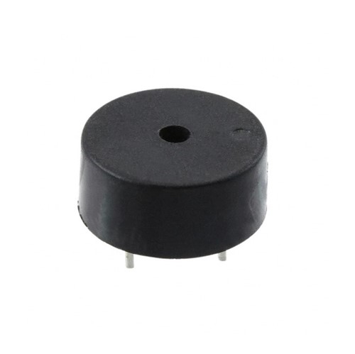 4.5kHz 12VDC 80dB Through hole buzzer, 10000pF capacitance, 1-25VDC operating voltage range,6.5mm PCB pitch, 12.15mm diameter