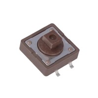 SMD Tactile switch, 12mm x 12mm, 7.3mm shaft height (brown), 160gf operating force, 12VDC 50mArating, 200,000 cycle operating life, -40C to +85C operating temperature range