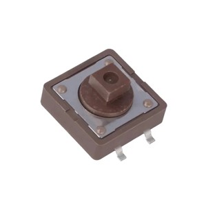 SMD Tactile switch, 12mm x 12mm, 7.3mm shaft height (brown), 160gf operating force, 12VDC 50mArating, 200,000 cycle operating life, -40C to +85C operating temperature range