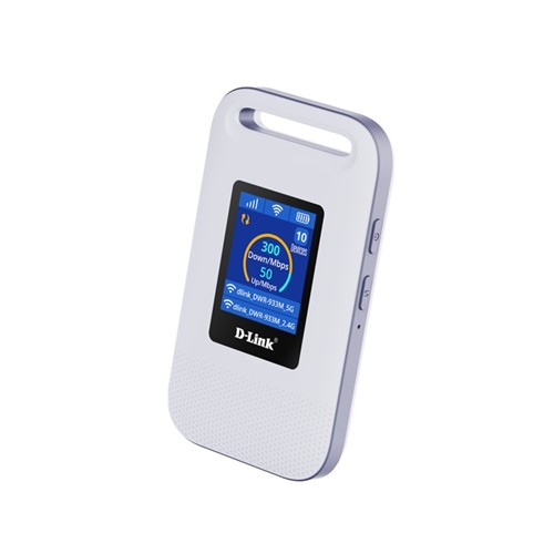 D-Link 4G/LTE Wi-Fi hotspot, 2.4G/5.0G Wi-Fi 6 (802.11ax), 300Mbps download speed, 50Mbps uploadspeed, 600Mbps Wi-Fi speed, built-in firewall, WPA/WPA2 wireless encryption, WPS connection,1.77&quot; TFT display, 3000mAh battery, built-in NANO-sim
