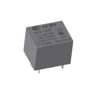 24VDC 10A / 277VAC 10A Sub-miniature high power relay, 5-pin PCB mount, 1 Form C, 280W switchingpower rating, plastic sealed, AgSnO2 contact material, UL/CUL/TUV/VDE approved