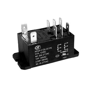 240VAC 50Hz 30A Miniature intermediate power relay, 4000VAC dielectric strength, 8310VA maxswitching power, class F insulation, sealed flux proofed construction, bulkhead mount, 2 x male4.8mm QC tabs, 6 x 6.3mm QC tabs, 2FORMC, UL/CUL VDE CQC approved
