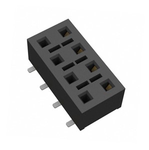 8-Pin SMD Dual row, 2.54mm pitch, bottom entry (through PCB) socket, 3.66mm height, Gold flash,polyimide pick and place film fitted, LCP insulator material